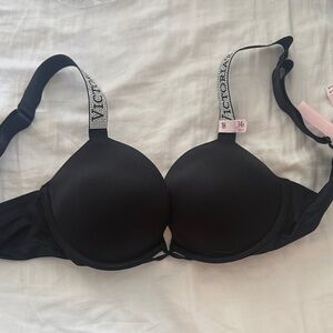 Victoria's Secret Bombshell Black Bra with Logo Straps